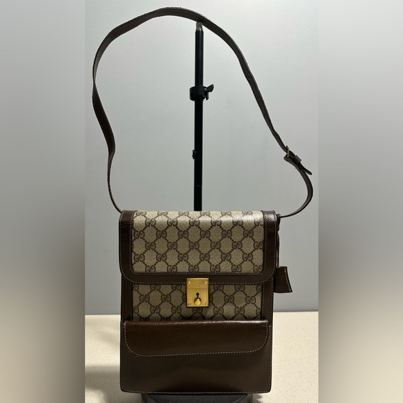 Gucci Vintage Rare GG Plus & Leather Shoulder Bag - Picture 1 of 13